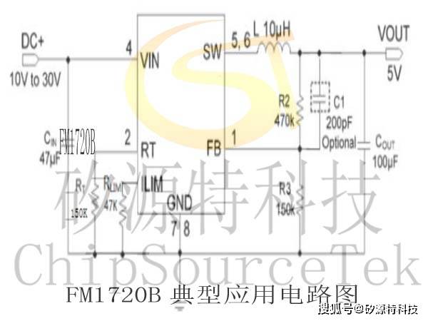 矽源特fm1720b是同步降压控制ic,输入电压10v-30v,输出连续的2.