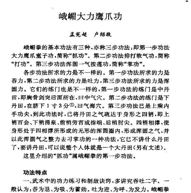 原创峨嵋大力鹰爪功此功练成后手指如钢钩铁爪用于实战无往不利