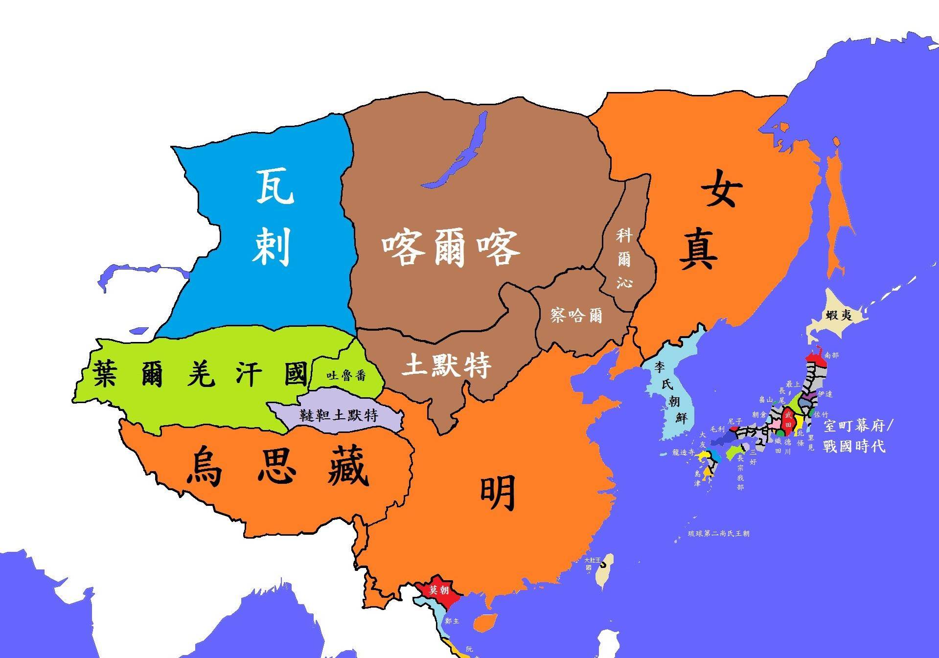 漠北蒙古,喀尔喀被称为漠南蒙古四大部落,其中科尔沁,察哈尔,土默特被