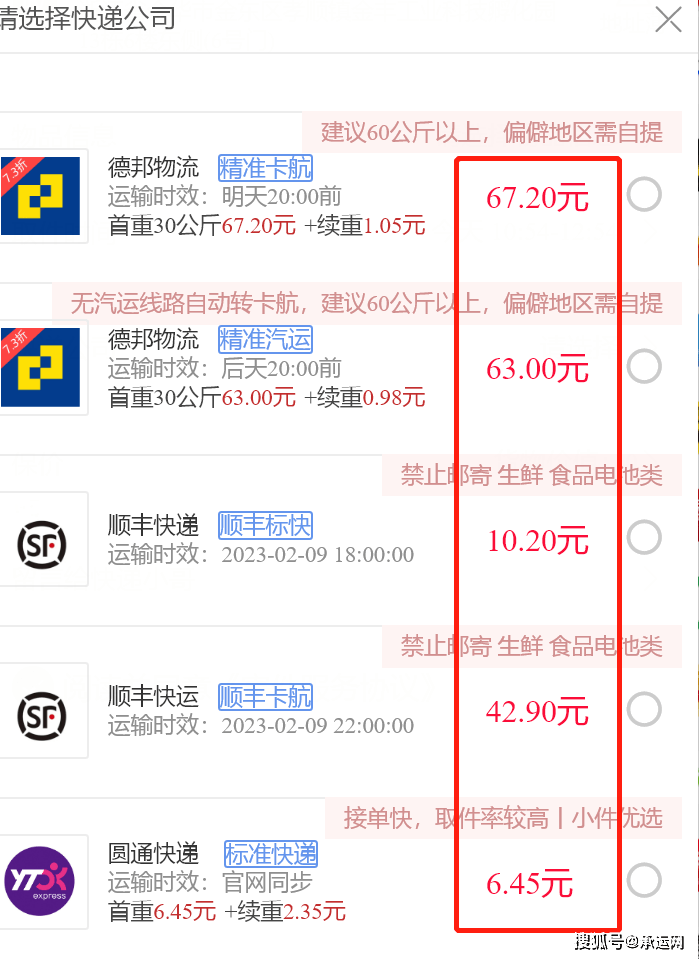 寄快递选承运网小法式，无忧寄快递，首重低到5元！