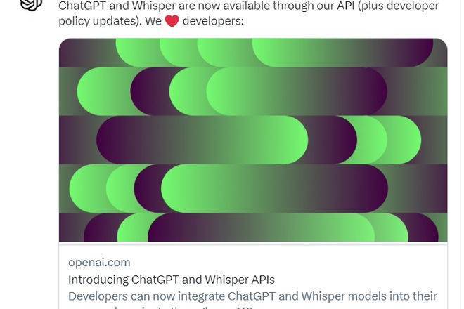 ChatGPT和Whisper API亮相，开发人员可集成到自己的应用程序中