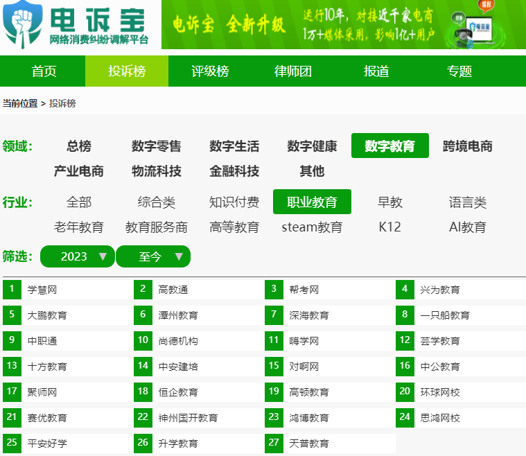 【电诉宝】“中公教育”被指进犯消费者权益 不按协议需分10期退款