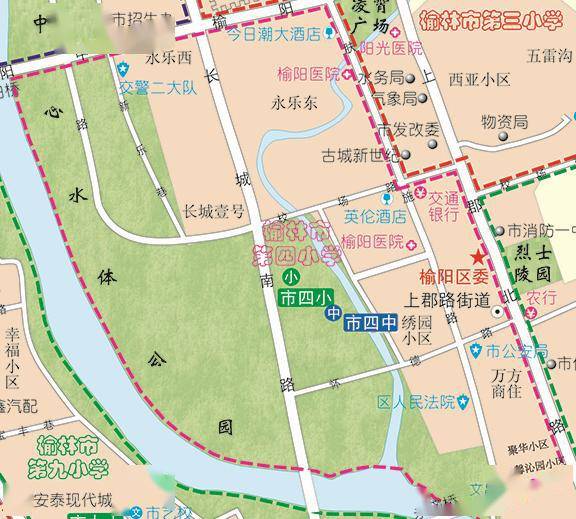 榆林市第四小学位于校场路4号,招收4个班,216名学生.