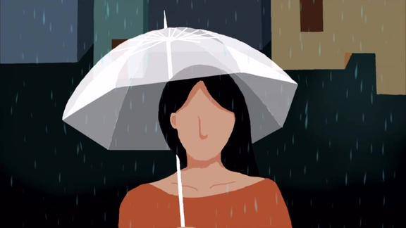 辰晓爱画画 1分钟绘画:撑一把伞,走过雨季