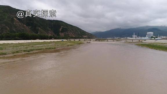 航拍黄河支流洮河11:岷县江段,甘肃省定西市岷县