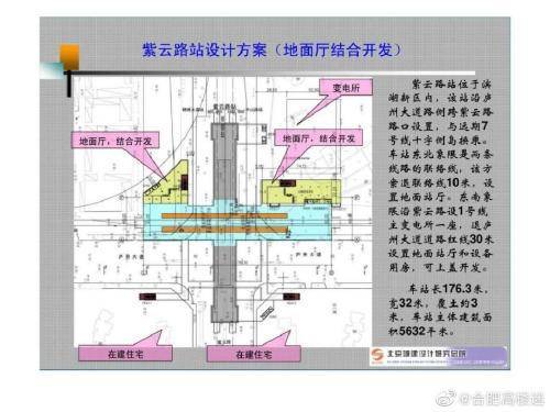 合肥轨道交通7号线紫庐站方案出炉,将与1号线换乘