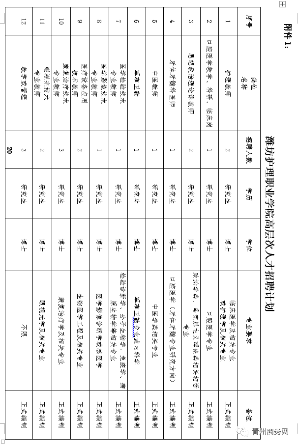 招聘丨潍坊护理职业学院招聘教师20人!