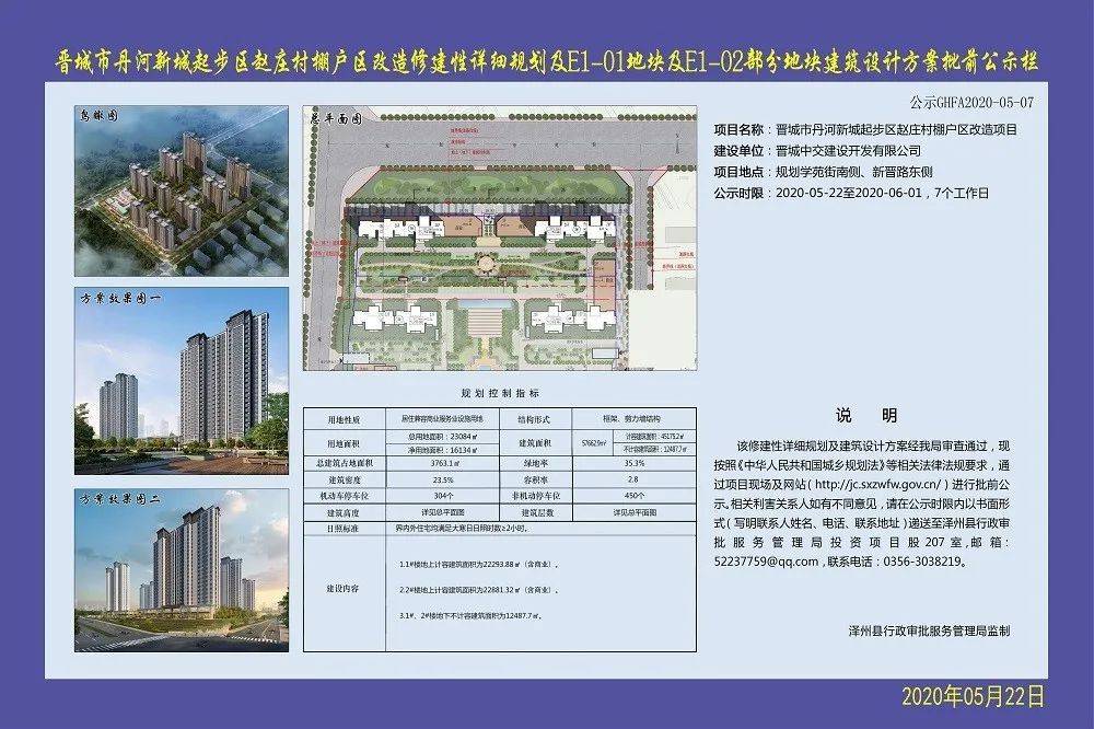 晋城市丹河新城起步区赵庄村棚户区改造项目 项目名称:晋城市丹河