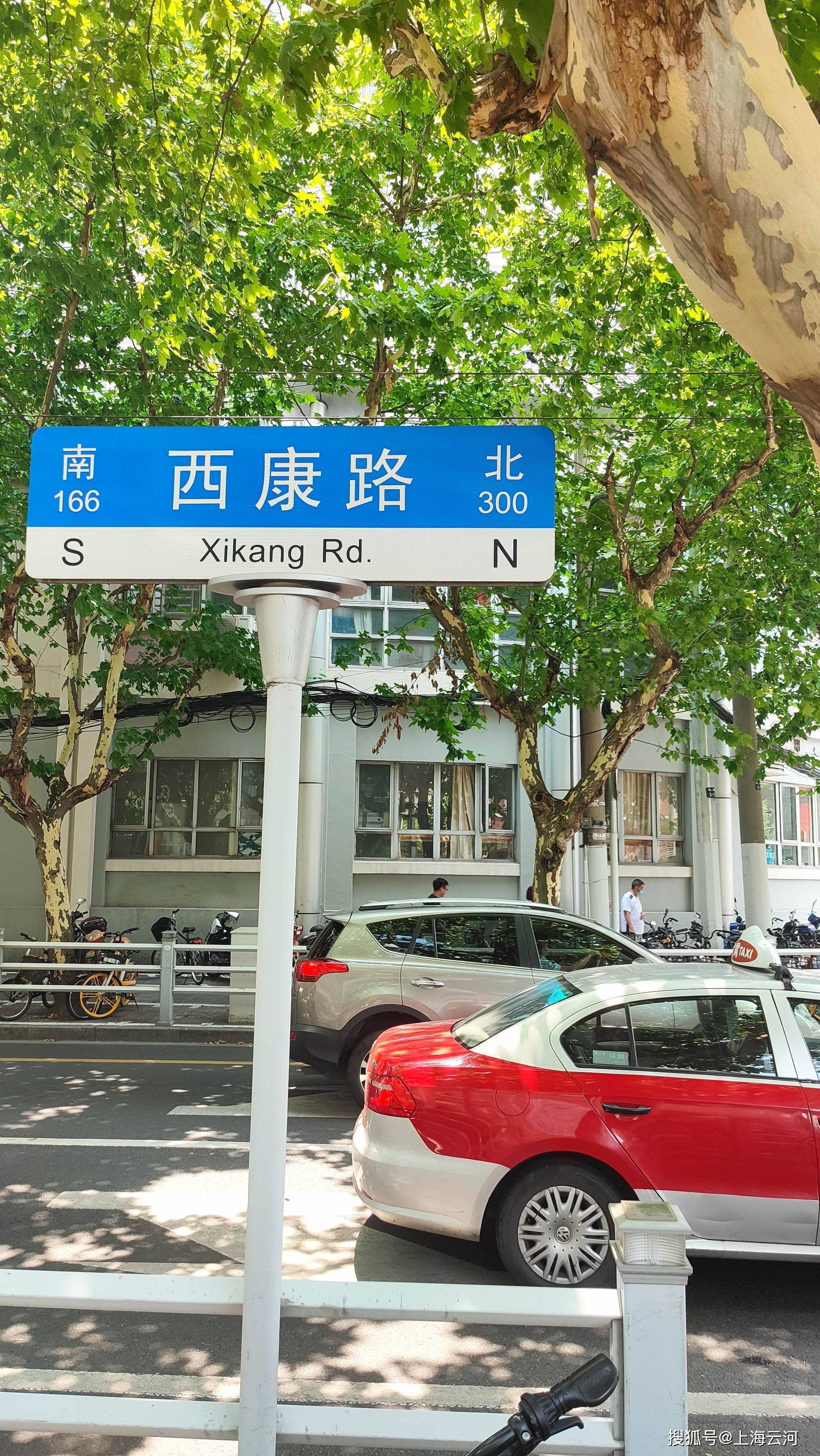 上海街头,西康路,梧桐树茂盛(10)