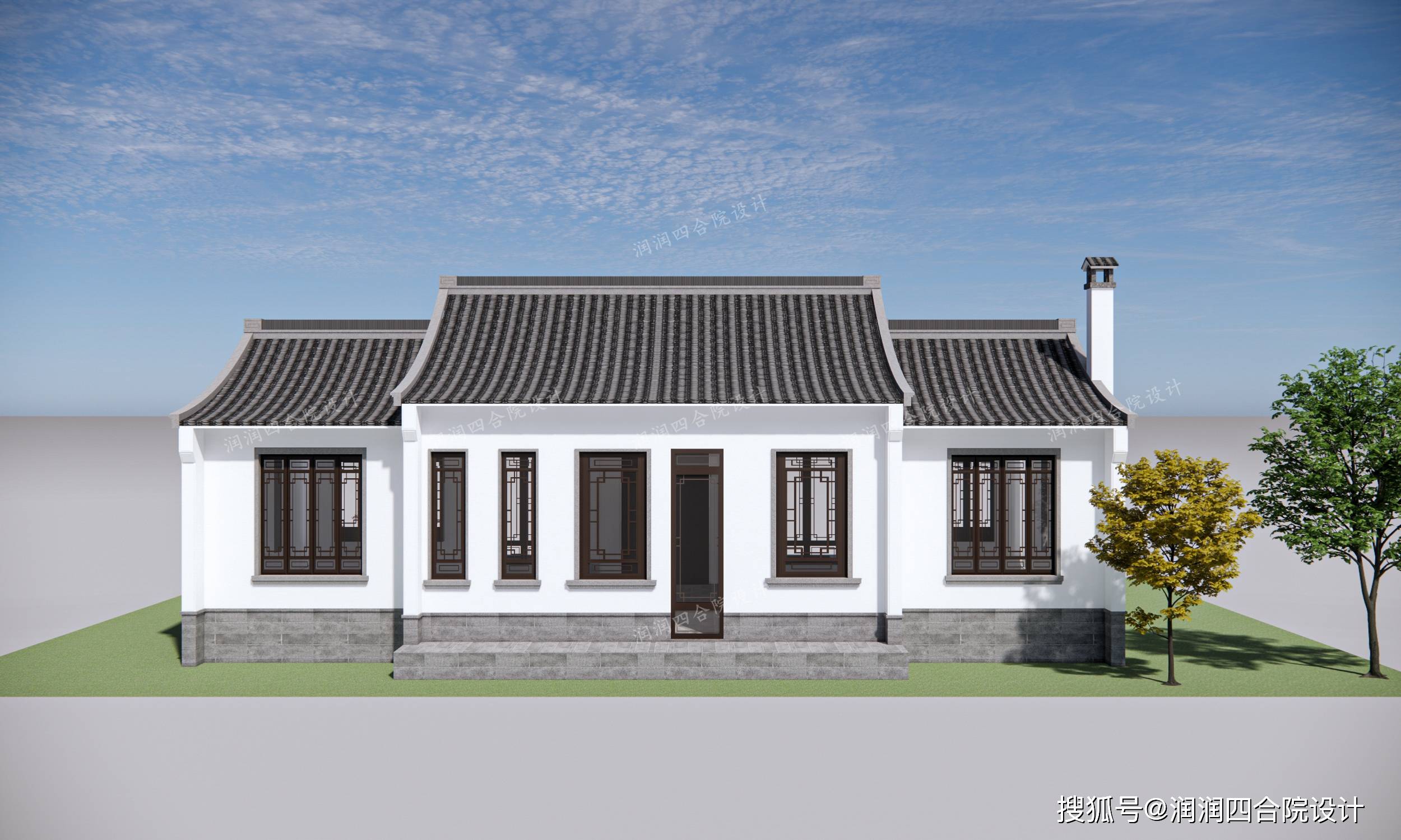 145平米辽宁沈阳一层独栋中式农村自建房润润四合院设计刘鹰