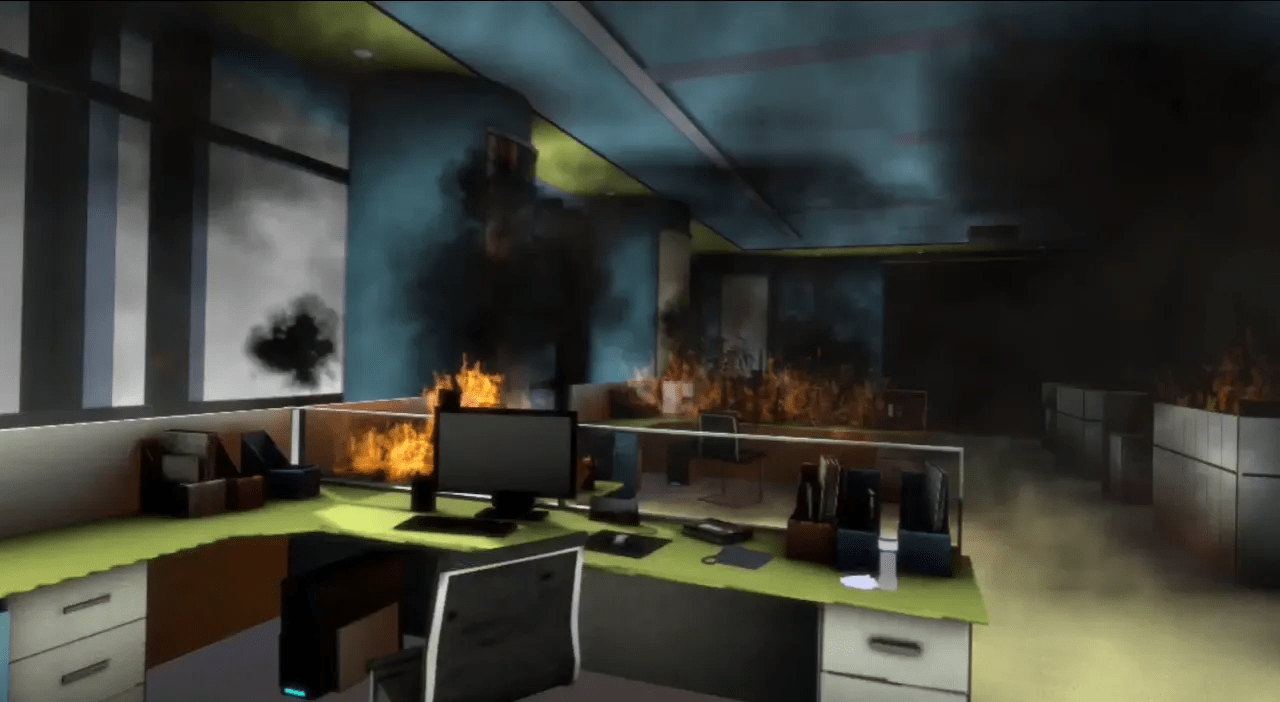 消防安全科普教育之办公室火灾逃生vr_场景_操作_灭火器