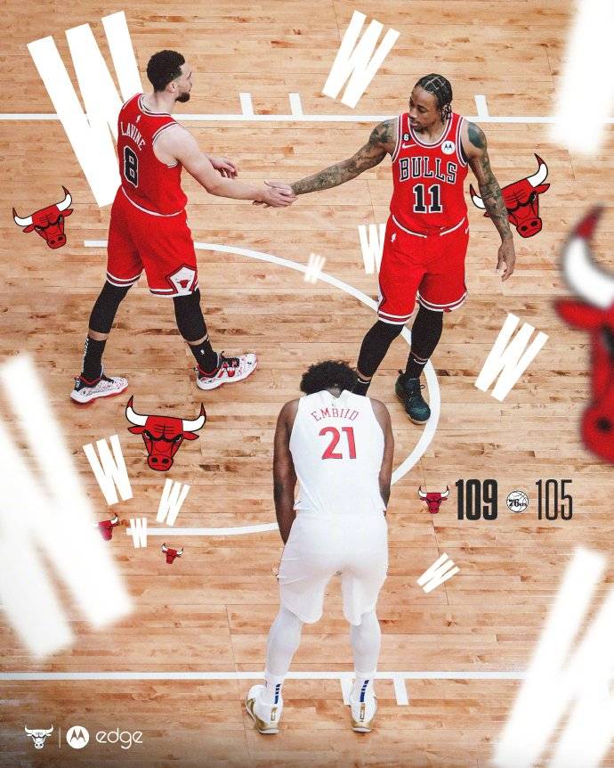 NBA战报：公牛109-105双加时击败76人,恩比德37+16,拉文26+7