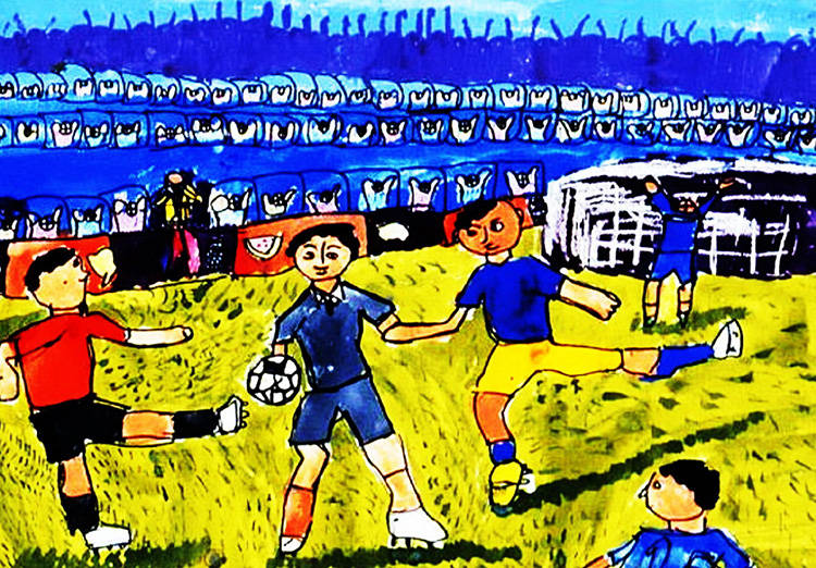 bsport体育创意儿童画赏析——快乐运动青春飞扬！(图1)