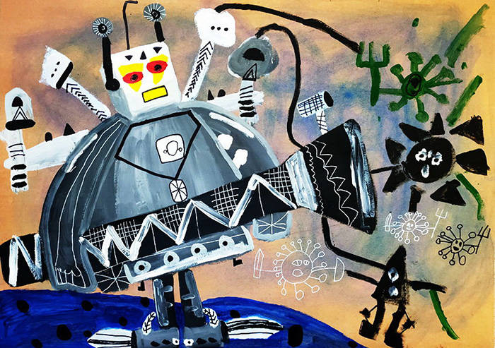 博鱼官网创意儿童画赏析——机器人的奇幻世界！(图1)