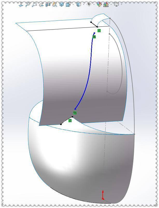 用solidworks画一个曲面「提手」,曲面质量还有待改进