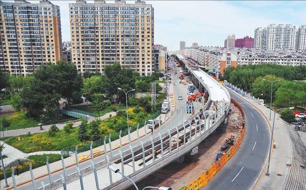 哈尔滨安阳路高架桥桥梁架设完成 预计7月中旬竣工通车