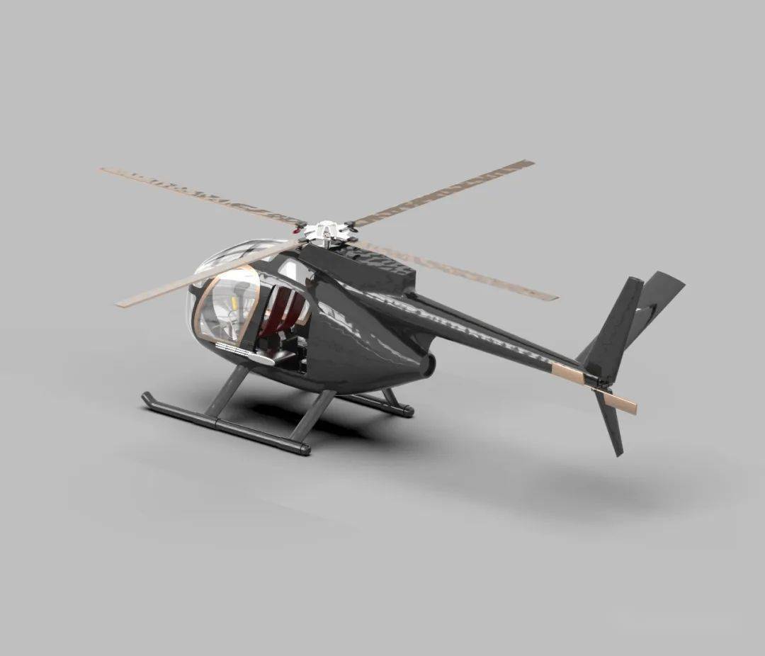 【飞行模型】oh-6a直升机简易模型3d图纸 stp格式