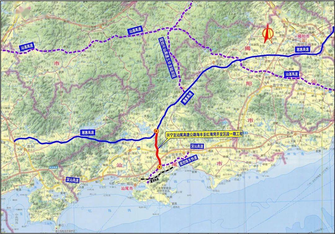 兴汕高速-甬莞高速-梅汕高速行驶,由汕尾市区到梅州路程可缩短约40