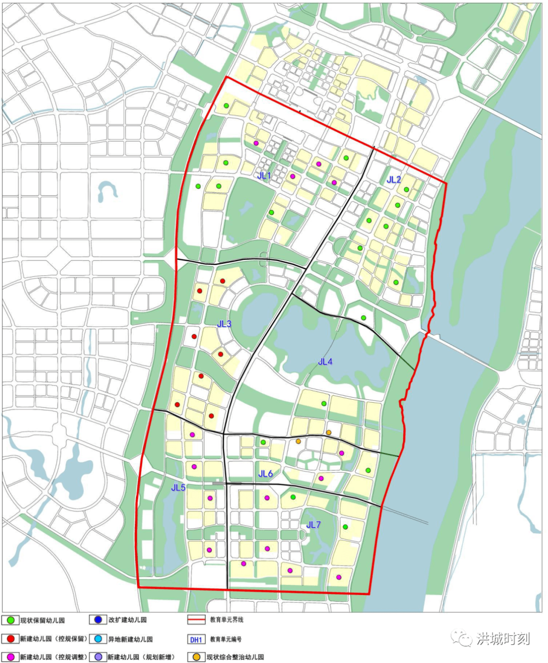 涉及 五个行政区 本次规划确立了南昌市中心城区及九龙湖片区幼儿园