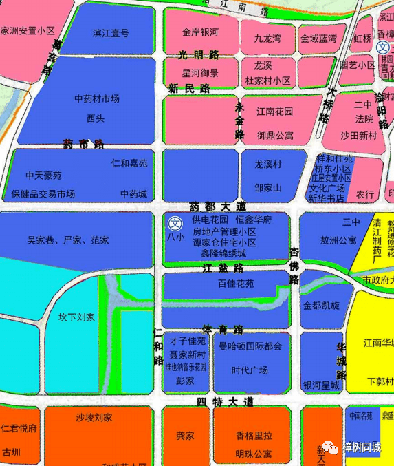 2020年樟树市城区公办小学招生学区示意图发布