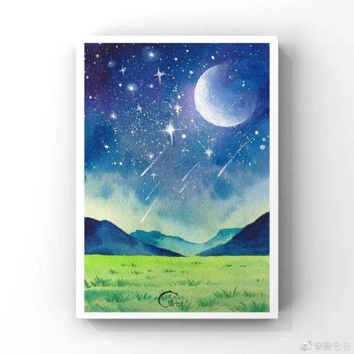 水彩| 我揉碎一枚月亮,化作万千星辰