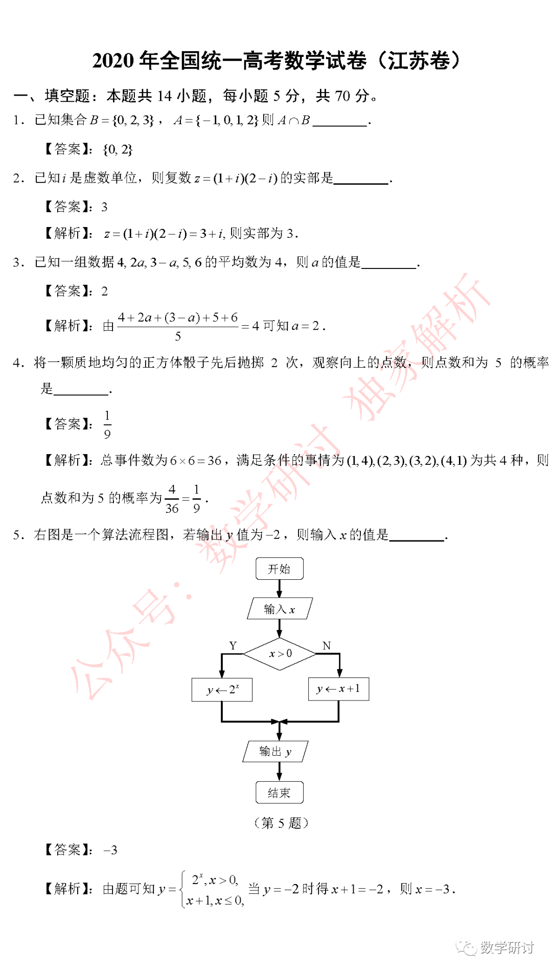 2020江苏高考数学真题及参考答案!还有语数专家评析