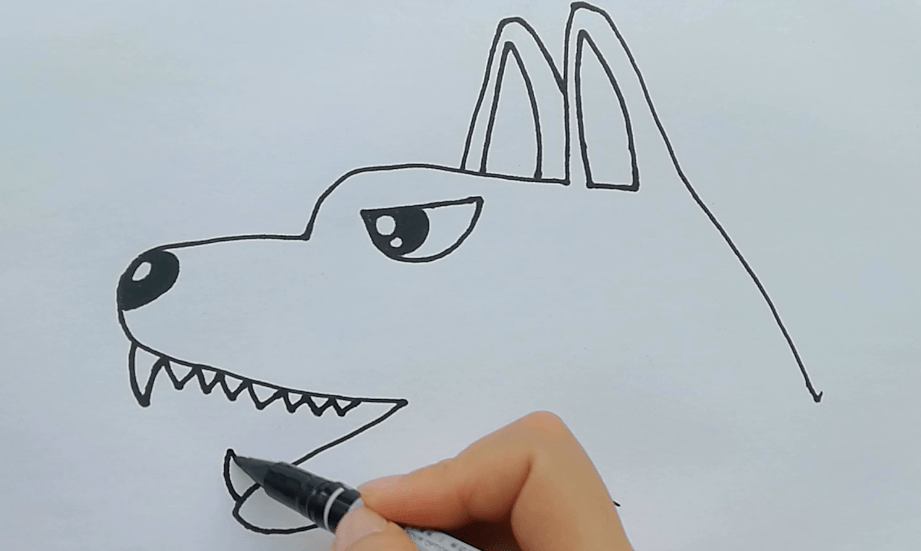 手掌画 - 大灰狼  用时:15分钟  适合年龄:少儿  工具:素描纸,勾线笔
