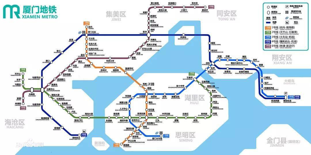 规划建设1,2,3,4,6号线 全长224公里 可以说在未来三年厦门地铁将大