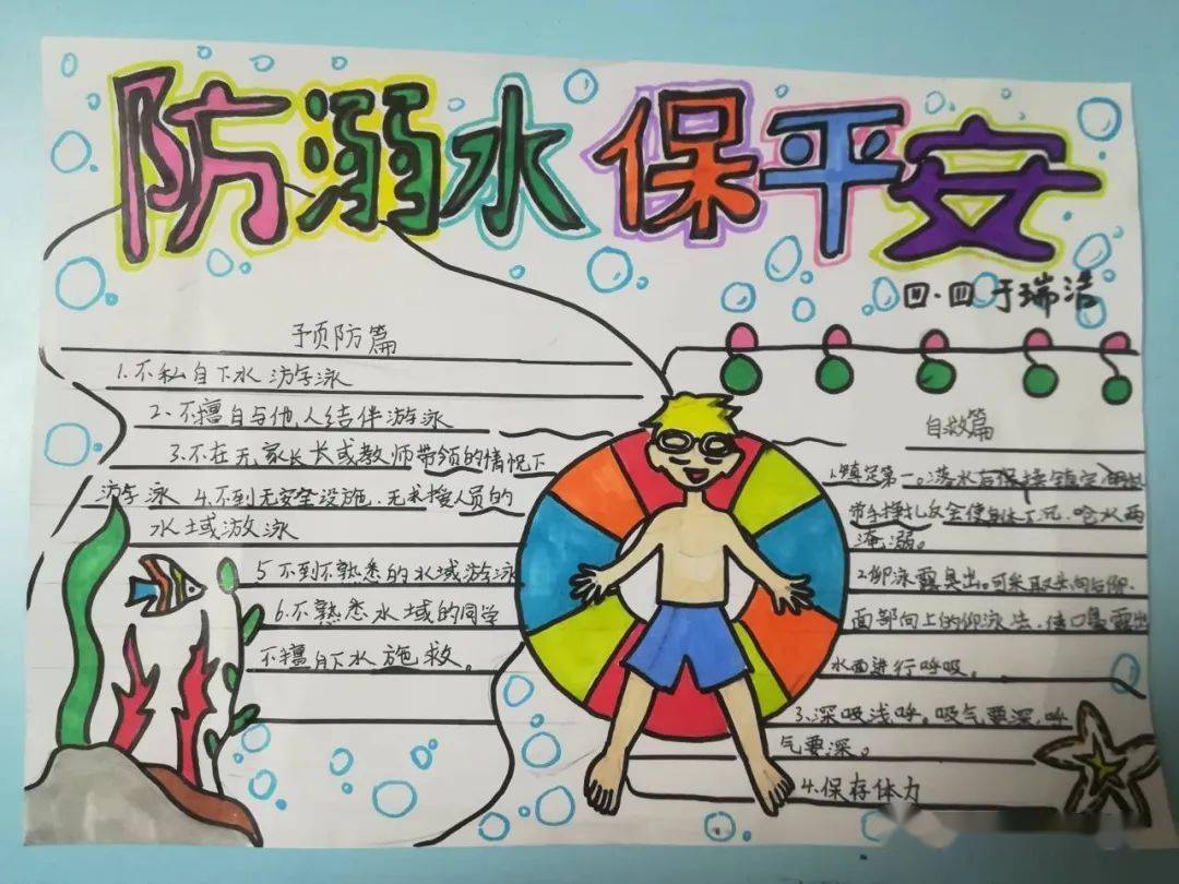 【安全教育】锦东小学防溺水安全宣传优秀学生作品展