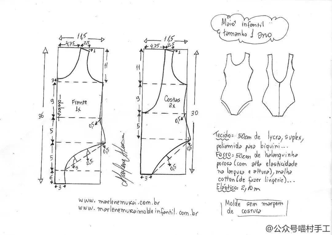 图纸丨两款简单易做的女童泳衣,暑假必不可少