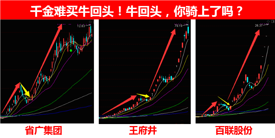 不知道大家发现没,最近连续涨停的都是"千金难买牛回头"形态的股票