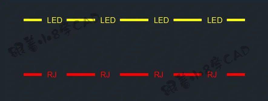 led灯带/给排水管,常常使用带有符号文字的线型进行表达,那么在cad中