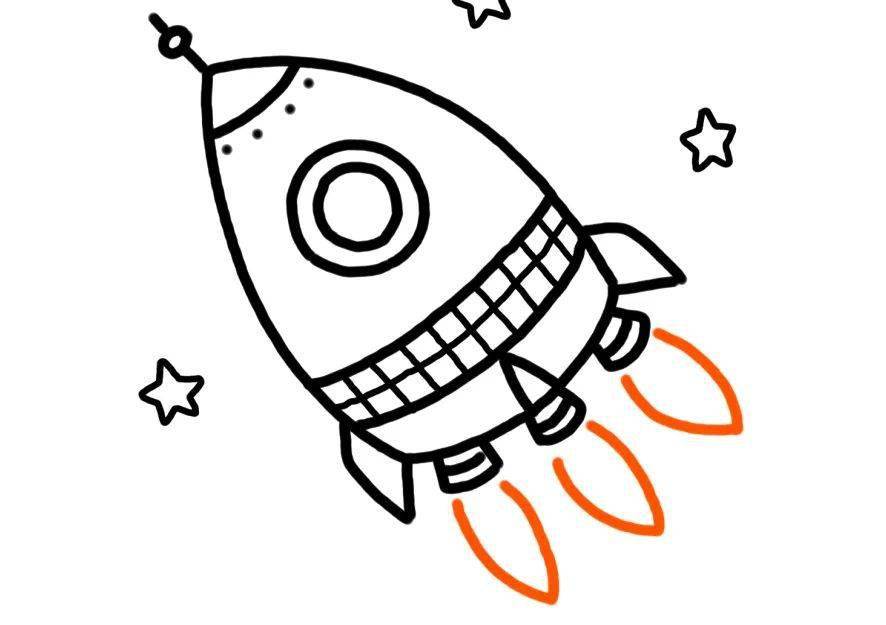 画艘火箭带你探索太空!超简单的载运工具简笔画