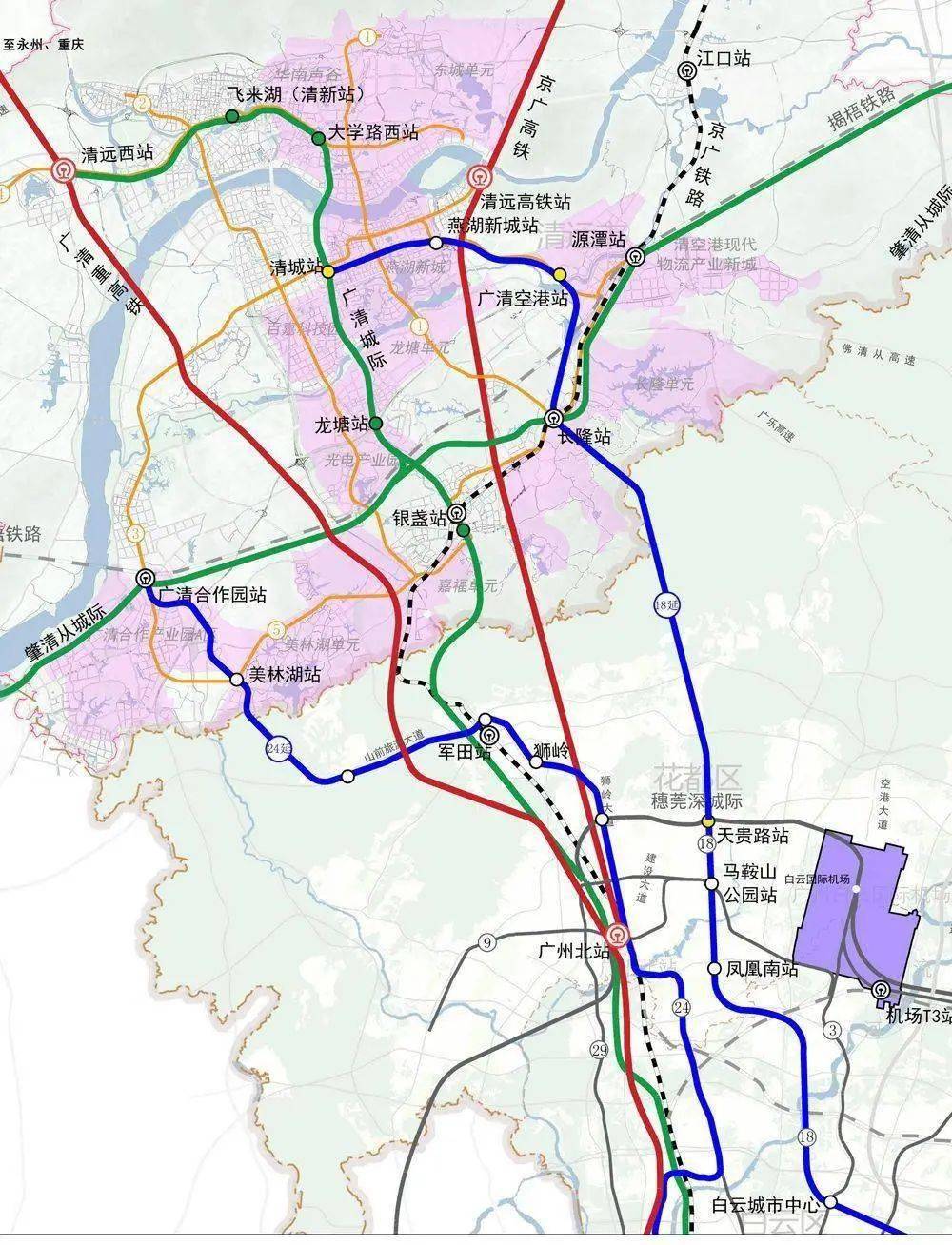 其中广州地铁18号线将在清远设4站: 长隆站