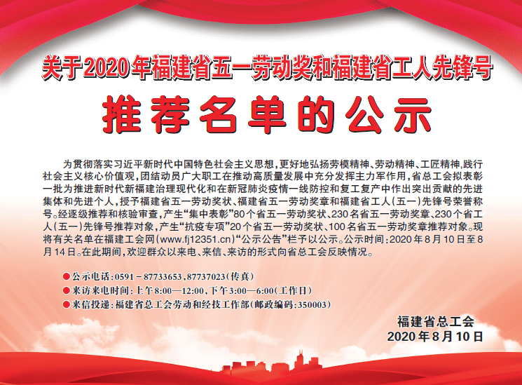 2020福建省质检宁德_公示!2020年这份福建省推荐名单,宁德上榜的集体和个