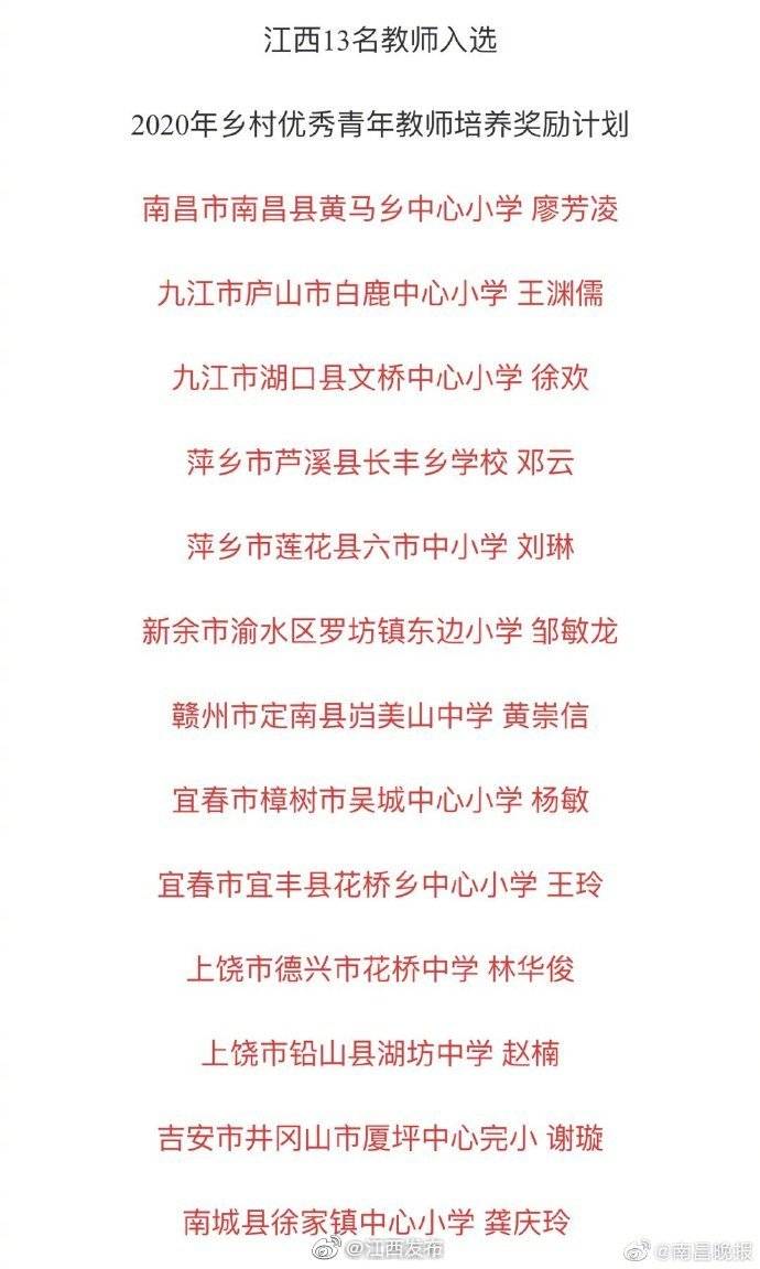 教育部|正在公示！江西 这13名教师江西全国有名！