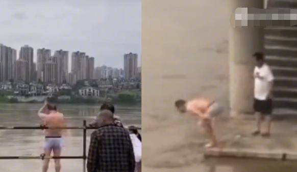 大桥|一男子酒后赌气跳洪水中游泳，抱木头漂流10公里，大桥下被救