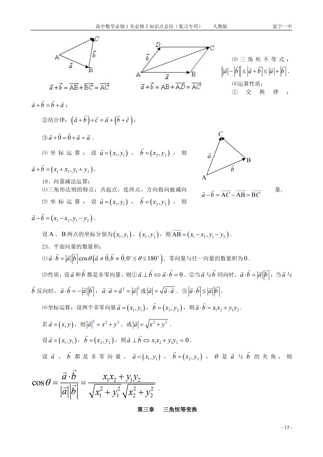 gaokao|高中数学丨人教版必修1-5全部知识点总结汇编（可打印）