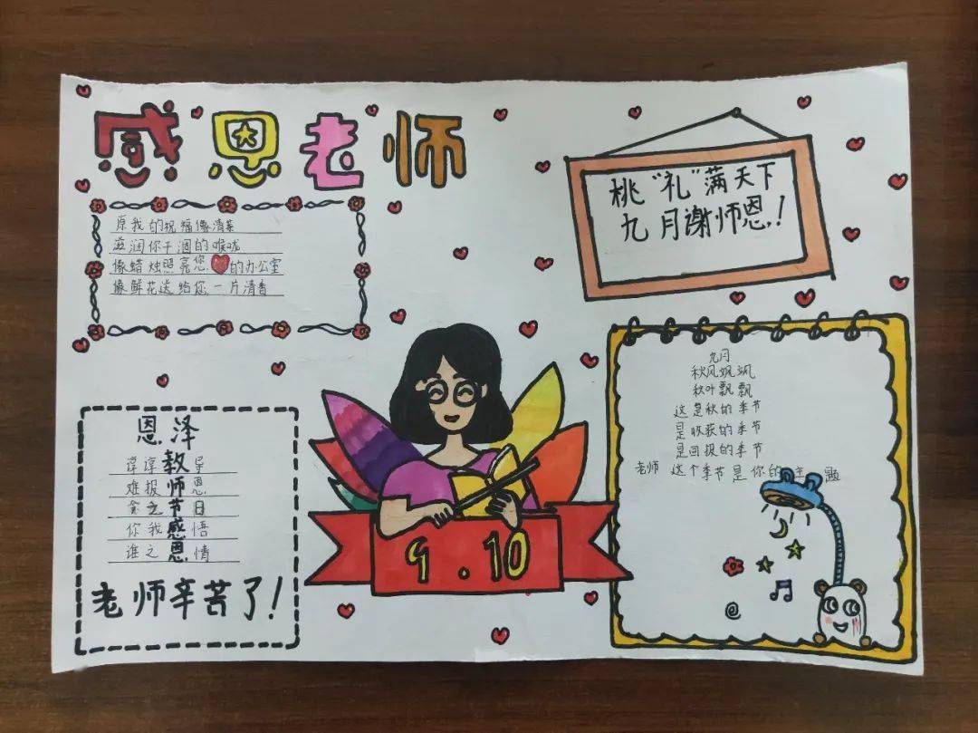 部分作品展学生通过绘制一张海报,或教师画像送给老师,传递温暖.