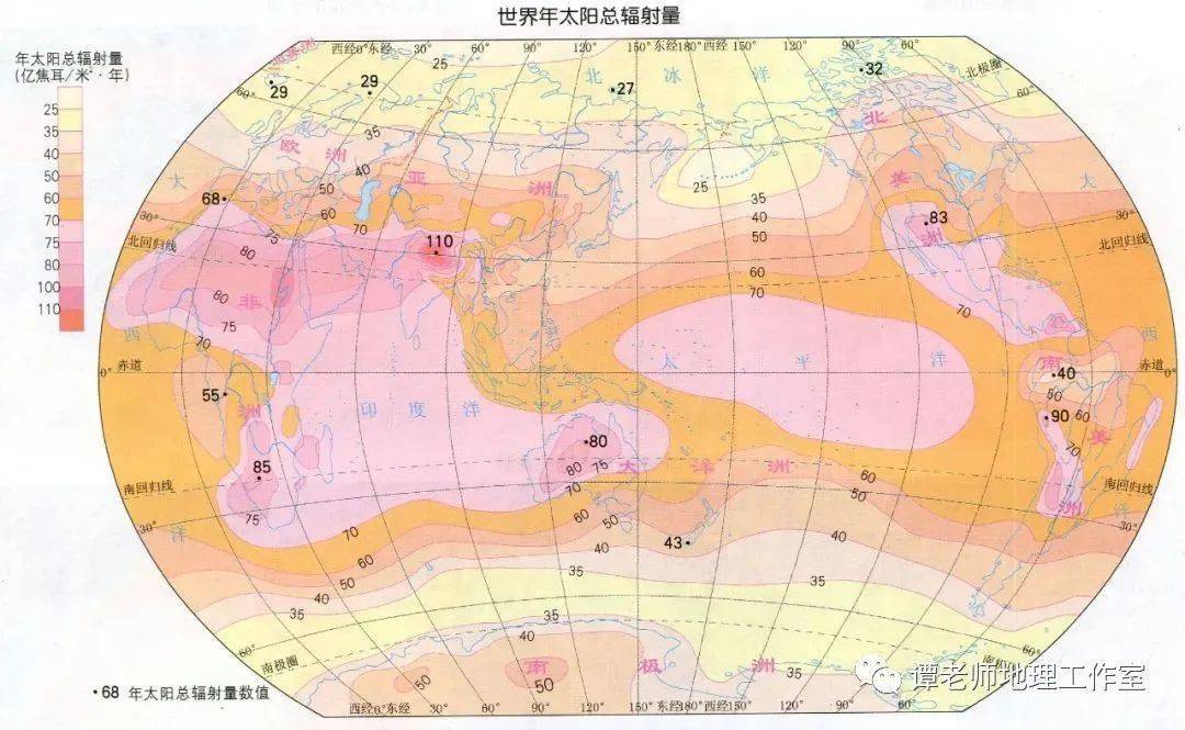 影响因素有哪些?附世界年太阳辐射分布,考点设计_大气