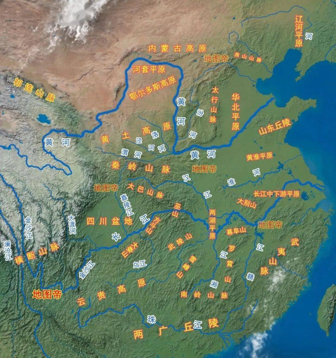 中国河流示意图(地图帝)