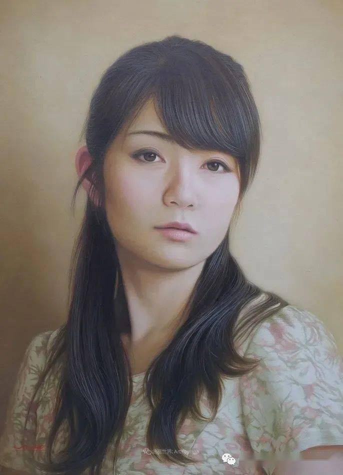 日本艺术家超写实人体油画中的美少女,好清纯