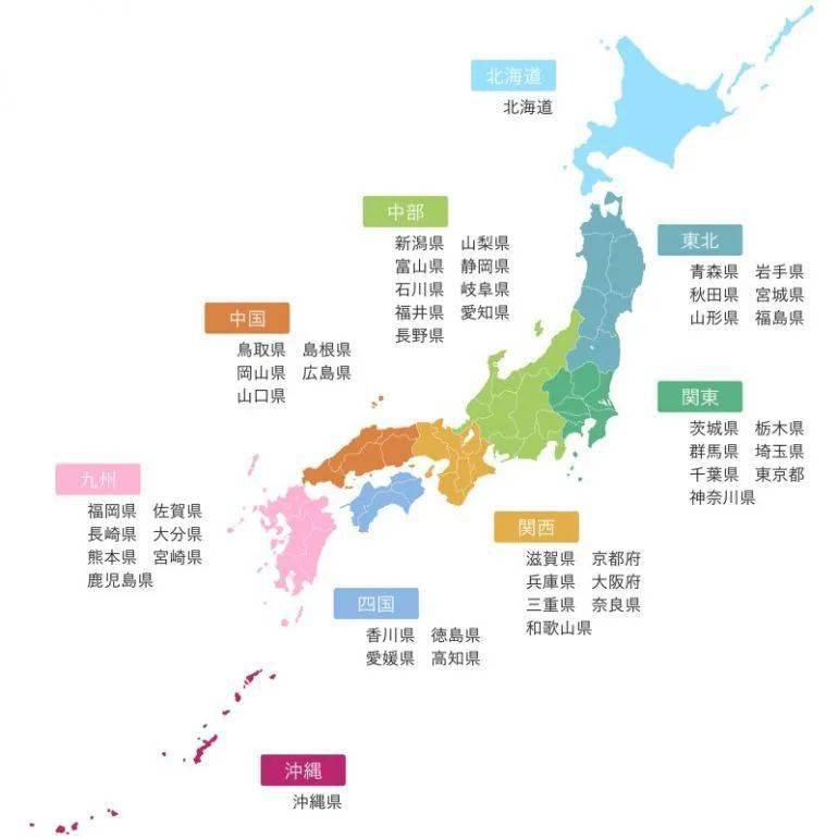 日本总共有47个都道府县.