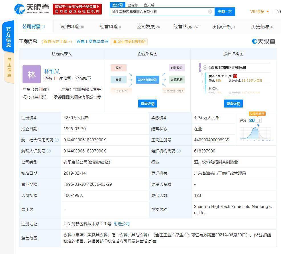 媒体报道：露露vs露露 承德露露官司缠身 三季度