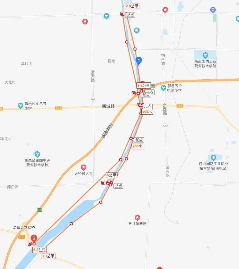 东西两岸河堤路及之间所有桥梁