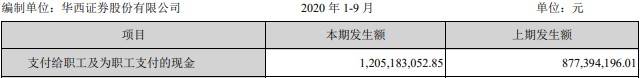 损失|华西证券前三季度净利15亿元 支付给职工现金12亿元