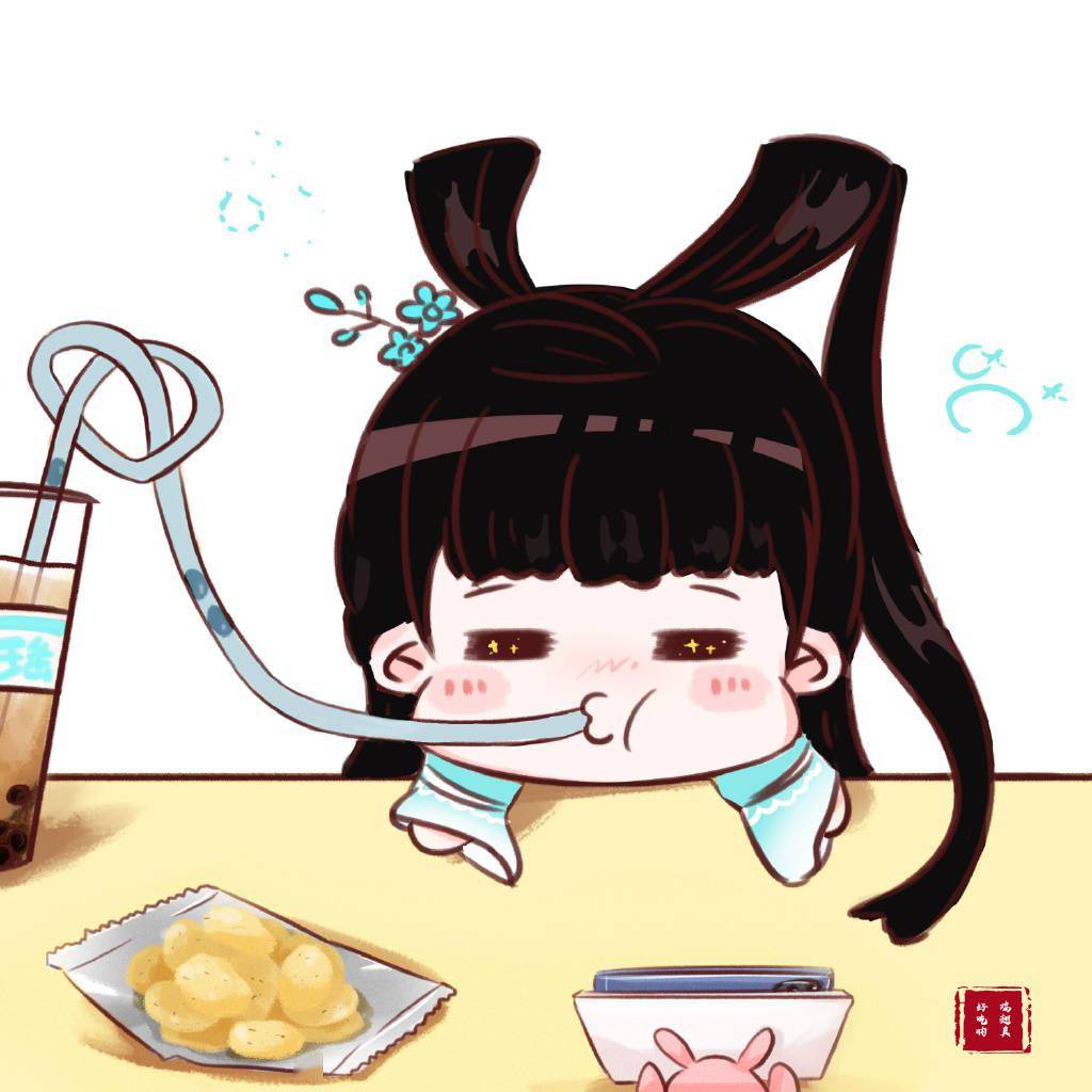 赵丽颖超萌角色饭绘九宫格分享 甜妹就是要喝珍珠奶茶