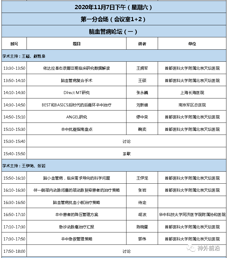 临床|8:30直播 | 第四届中国临床神经科学峰会 - 11月7-8日 北京