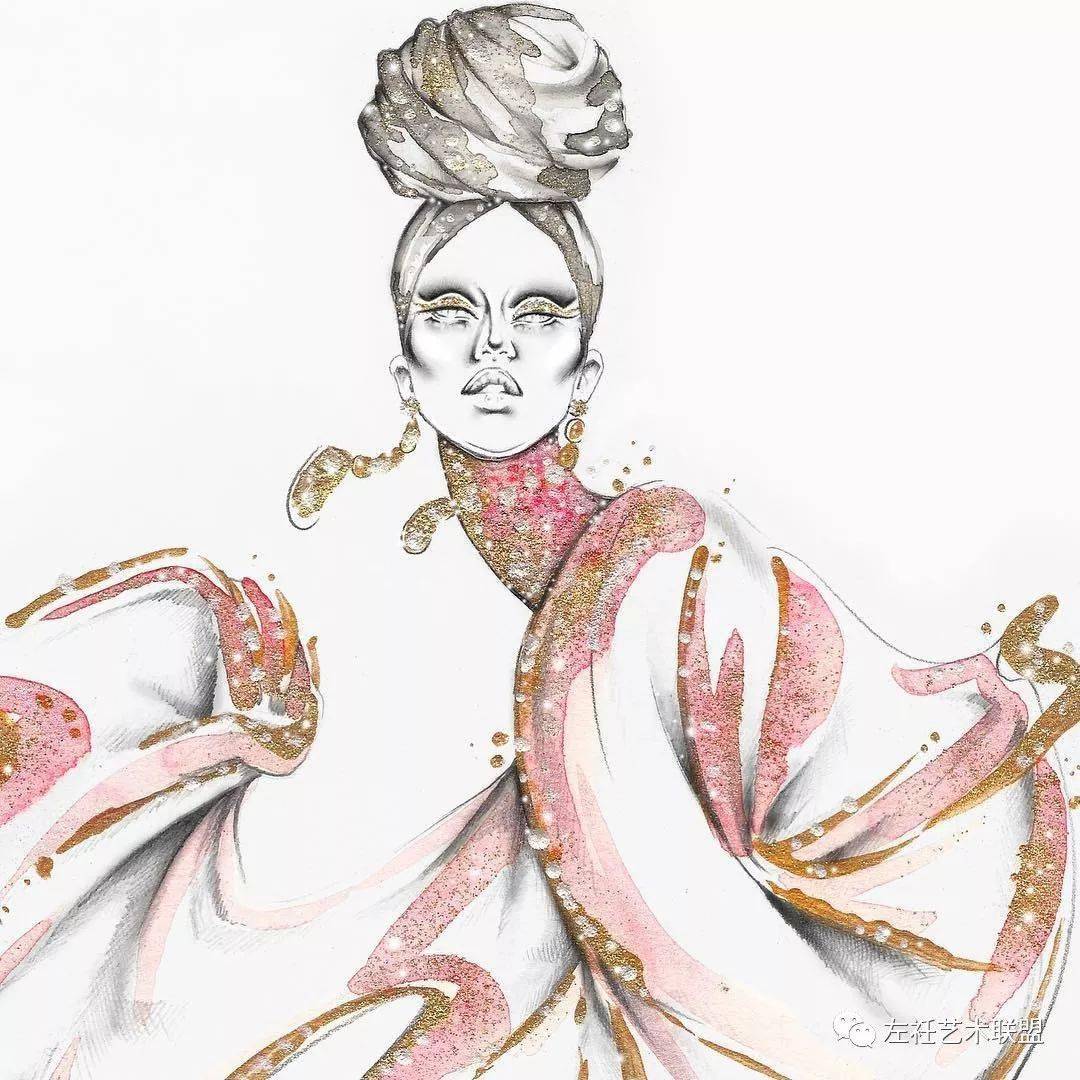 时尚|时装画上的褶皱不知怎么画？向这位时尚插画界的＂三宅一生＂学习一下！