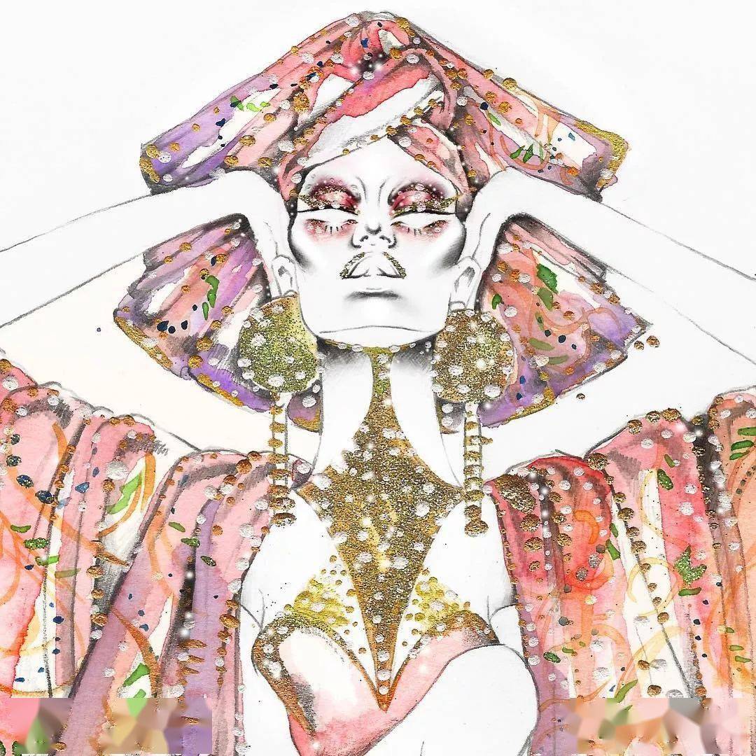 时尚|时装画上的褶皱不知怎么画？向这位时尚插画界的＂三宅一生＂学习一下！